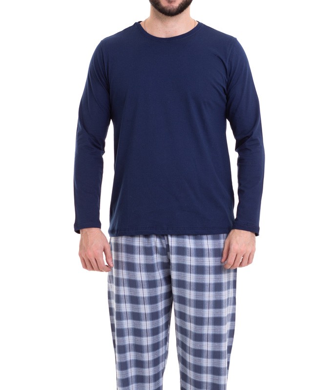 Pijama Longo Masculino Xadrez Flanelado (928/LS224) 100% Algodão ::  cueca.com.br